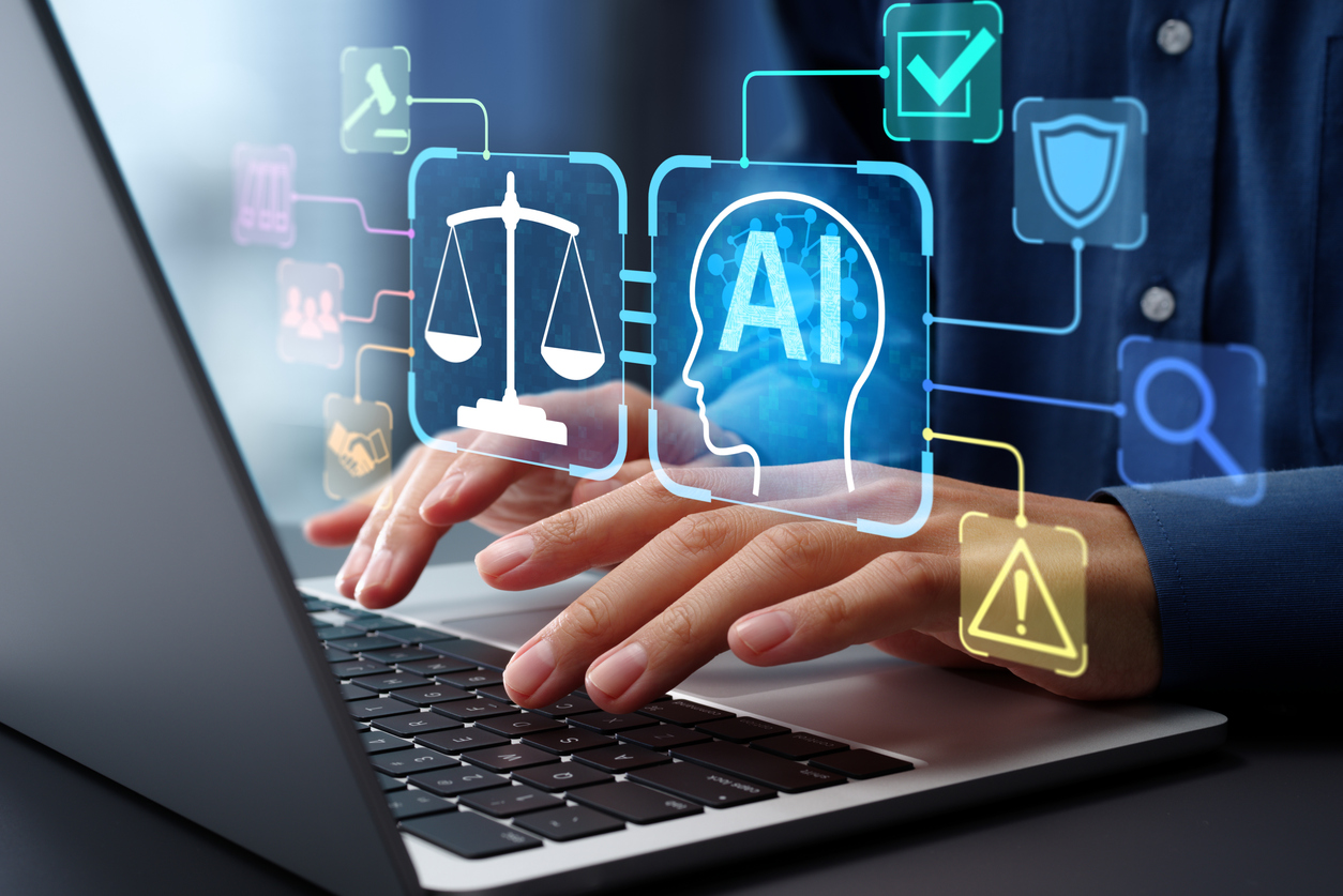 laptop met alle aspecten van ai conceptueel afgebeeld